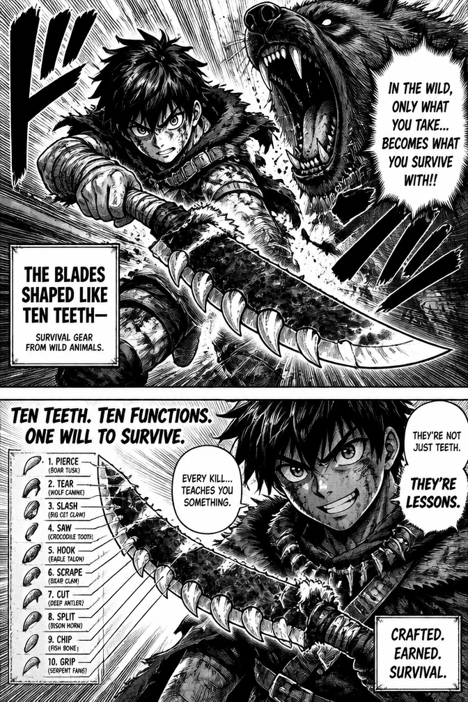 blades the shape of ten teeth survival gear from wild animals