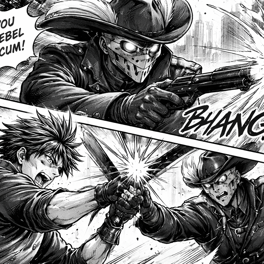 An officer of a dystopian world fighting against a rebel