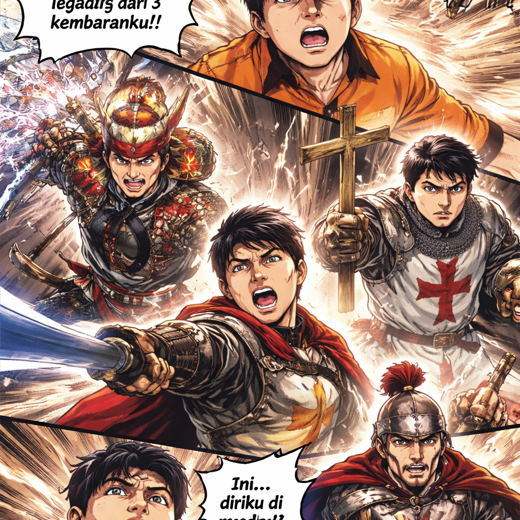 seorang pemuda yang menyukai sejarah kembali ke masa lalu dan menemukan varian multiversenya yang berada di jaman abad pertengahan dengan nasionalitas berbeda dan menemukan jika ingin kembali diharuskan menemukan artefak legendaris dari 3 kembarannya