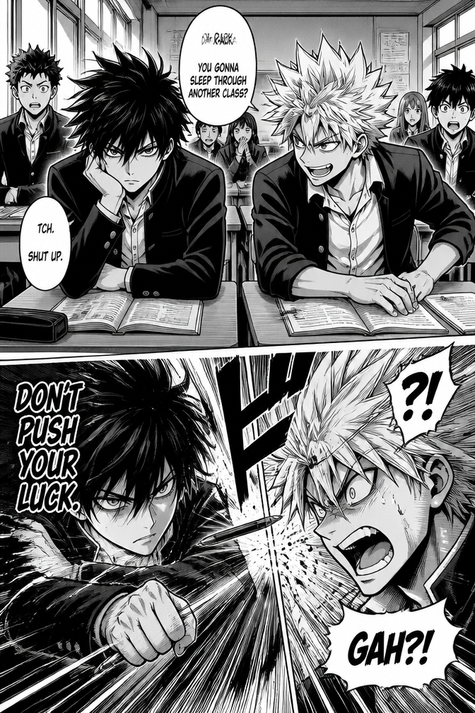 Make the two characters sittng in the classroom right beside other behind them is students also