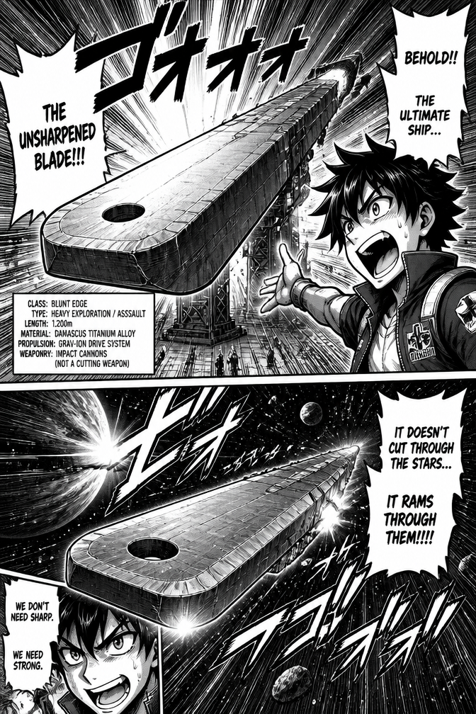 a spaceship made from an unsharpened blade