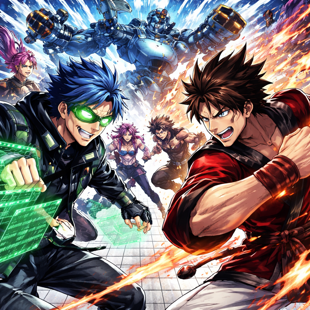 "Ek futurist college mein, do alag-alag group ke students takraate hain. Ek high-tech hacker hai, aur doosra martial arts expert. Unke beech shuru hoti hai ek teevra dushmani, jismein bade-bade robots aur hidden powers bhi shaamil hain. Kya ve kabhi dost banenge ya hamesha ke liye dushman rahenge?"
(In a futuristic college, students from two rival groups clash. One is a high-tech hacker, the other a martial arts expert. A fierce rivalry begins between them, involving giant robots and hidden powers. Will they ever become friends or remain enemies forever?)