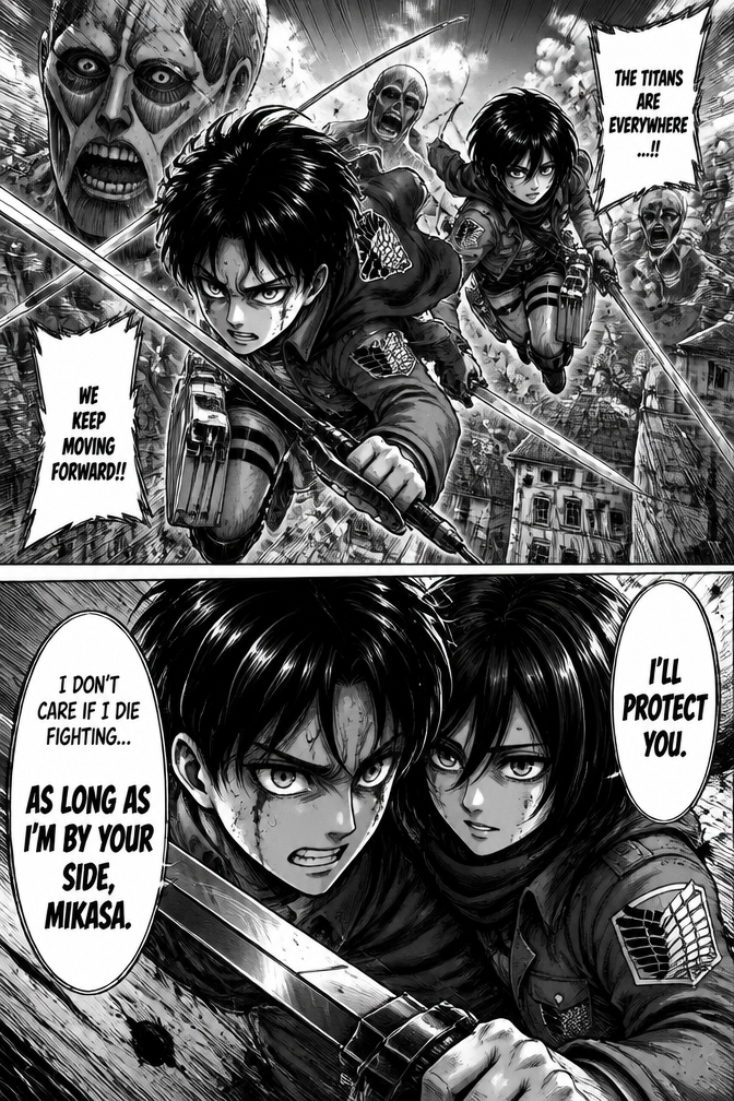 I want to be in the attack on titan world and be with mikasa