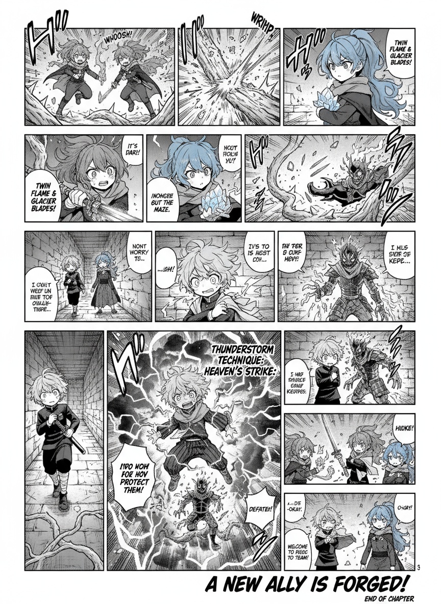 The twins battle Shinsaku, the Forest Phantom, defeating his nature-based attacks. In the maze, they meet Hideki, a timid survivor. When Haruto is injured, Hideki awakens his Thunderstorm Techniques and defeats Kazuto, the Maze Keeper. He joins the team.