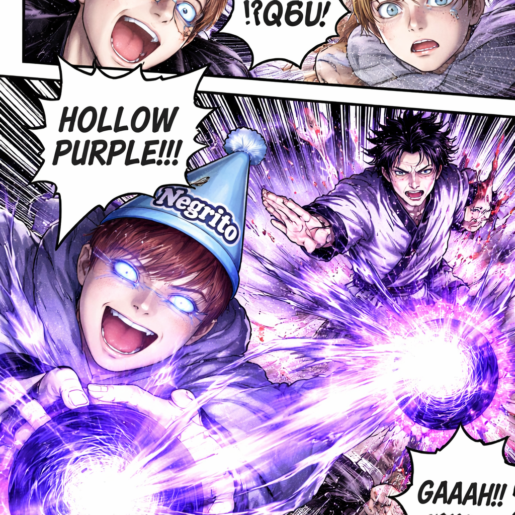 Do something like gojo vs sukukna the first character is doing a hollow purple