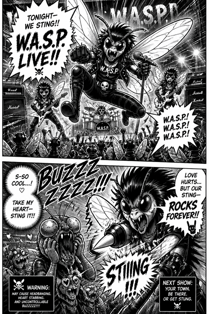 F.L.Y. comedy about w.a.s.p. a rock concert scenery