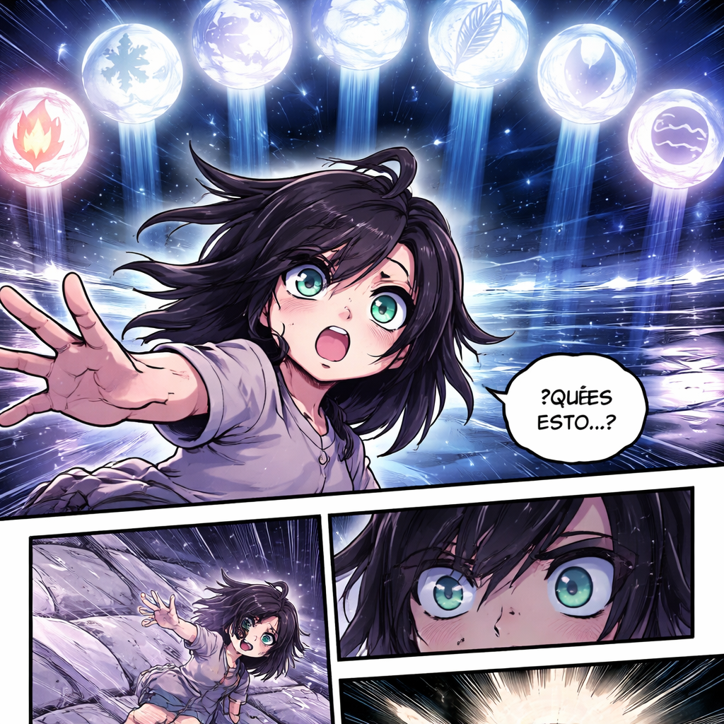 Katyka tenía seis años y todavía dormía con los pies descubiertos.
En la penumbra de su habitación, la noche parecía contener la respiración. Las paredes, pintadas en tonos suaves azul y rosa, se veían deslavadas, como si un amanecer se hubiera quedado atrapado ahí y se negara a avanzar. La cama baja estaba revuelta, con una manta hecha bolita cerca de los pies y un peluche boca abajo, mirando al vacío. Sobre la mesita de noche, libros de dibujos con esquinas dobladas y hojas arrugadas se amontonaban alrededor de una caja de crayones abierta.
La ventana estaba entreabierta. Por la rendija entraba un aire frío que hacía bailar la cortina. Más allá, clavada en el cielo, brillaba una estrella distinta a las demás: una luz de plata, fija, alerta.
La Estrella de Plata.
Katy soñaba.
En su sueño, el cielo no era cielo, sino un espejo oscuro. Sobre él, siete lunas flotaban alineadas en perfecta quietud, como cuentas en un hilo invisible. Cada luna tenía un símbolo grabado en su superficie, tan nítido que parecía dibujado con luz:
La primera, un fuego que se retorcía sin consumir nada.
La segunda, un copo de hielo, fractal e imposible.
La tercera, una pluma suspendida en caída eterna.
La cuarta, una garra curvada, afilada, casi viva.
La quinta, una lágrima que nunca terminaba de caer.
La sexta, una sombra sin forma, como un borrón vivo.
La séptima, un símbolo hecho de ondas, como un canto congelado.
Las siete lunas giraban lentamente sobre sí mismas, proyectando reflejos que se entremezclaban. Cada vez que una luna se inclinaba, su símbolo se estampaba en el espejo oscuro bajo ellas, como si marcara un territorio secreto.
Katy no hablaba en el sueño. No sabía si podía. Pero sentía algo: una presión en el pecho, un tirón suave que no dolía, pero que daba miedo. Como si alguien —o algo— la estuviera tomando de la mano desde muy lejos y tirara de ella hacia esas lunas.
Entonces escuchó la voz.